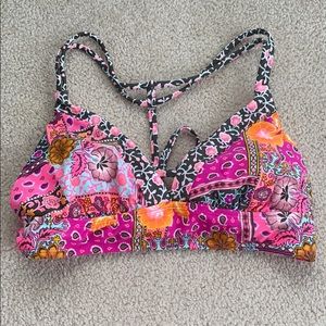 Pink Flowery Bikini Top
